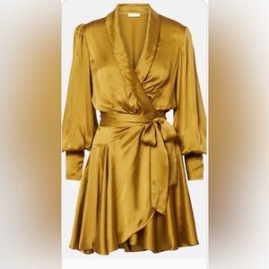 Zimmerman 100% silk Gold Wrap Dress like new